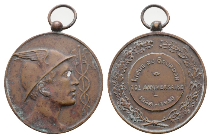  Medaille; 10. Jubiläum 1923-1933; Bronze; tragbar; 40,10 g; Ø 45,37   