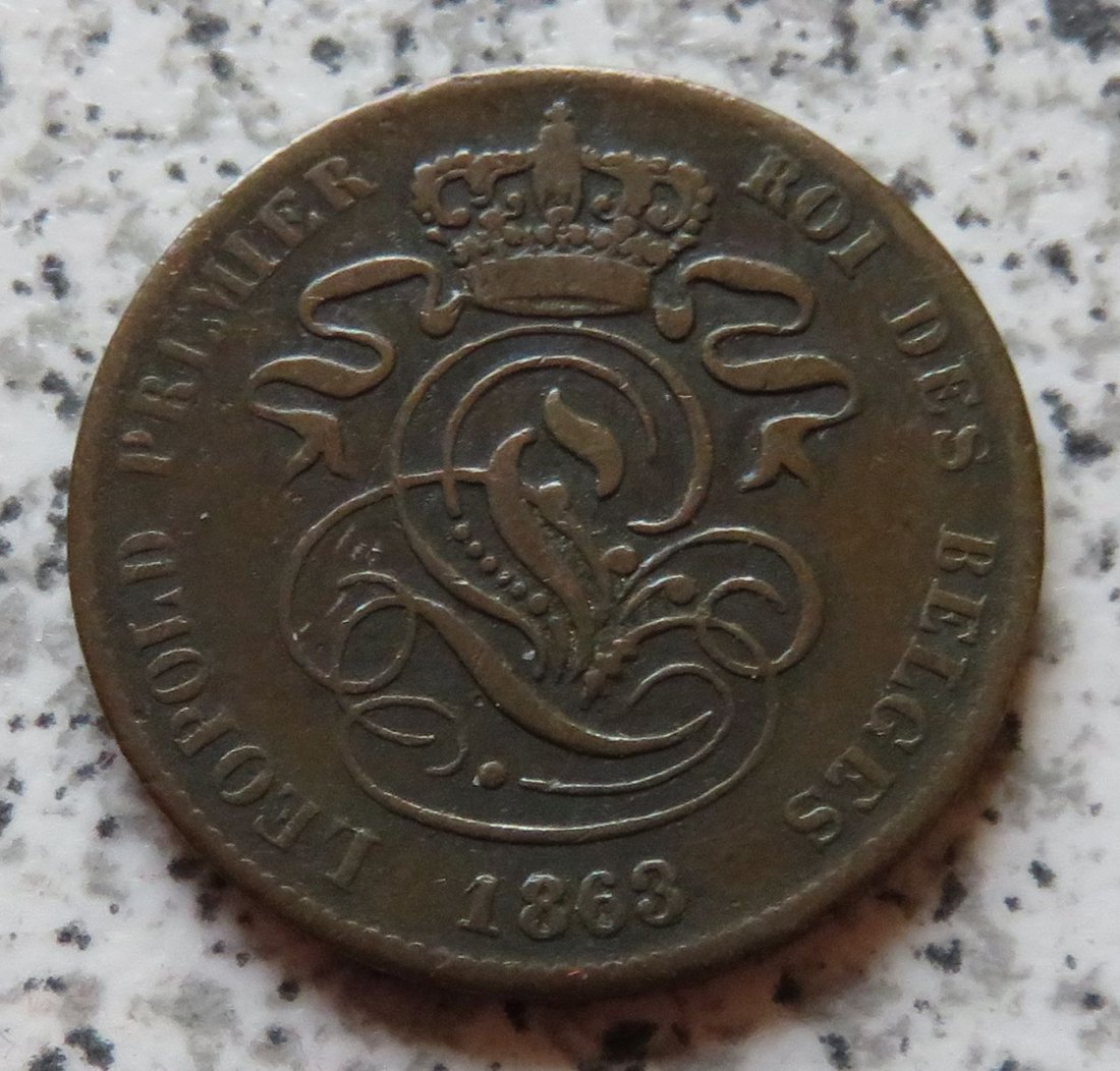  Belgien 2 Centimes 1863   