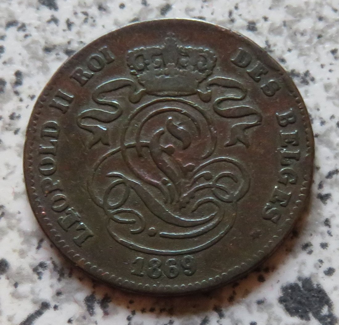  Belgien 2 Centimes 1869, seltener   