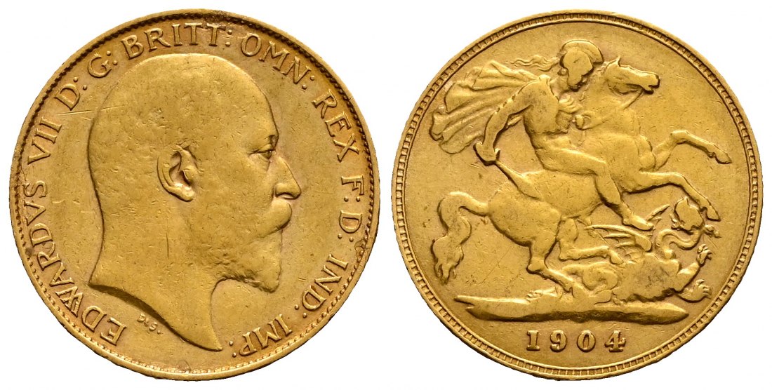 PEUS 2330 Großbritannien 3,66 g Feingold. Eduard VII. (1901 - 1910) 1/2 Sovereign GOLD 1904 Sehr schön