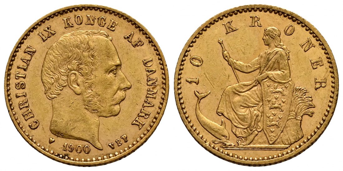 PEUS 2333 Dänemark 4,03 g Feingold. Christian IX. (1863 - 1906) 10 Kronen GOLD 1900 VBP Sehr schön