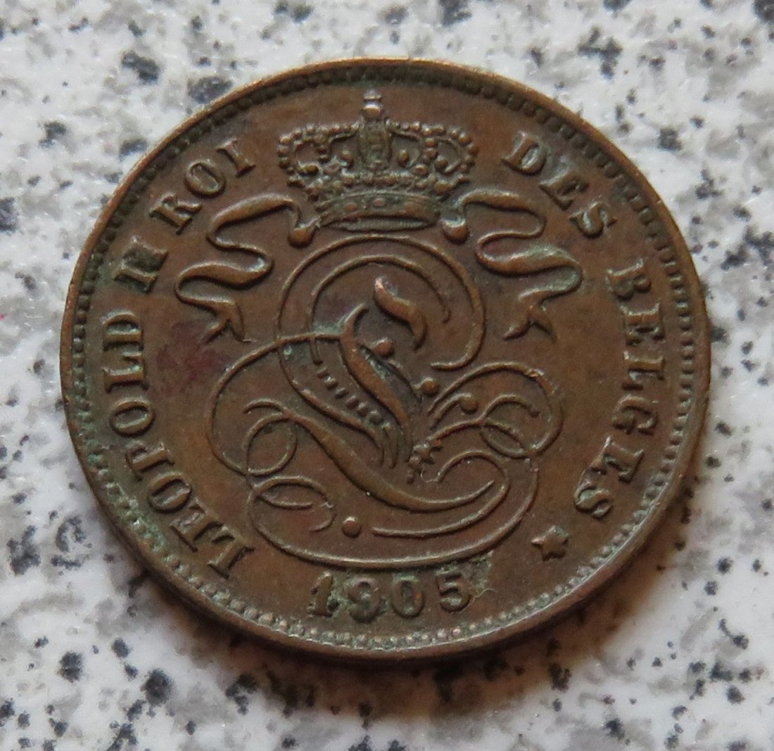  Belgien 2 Centimes 1905, französisch   