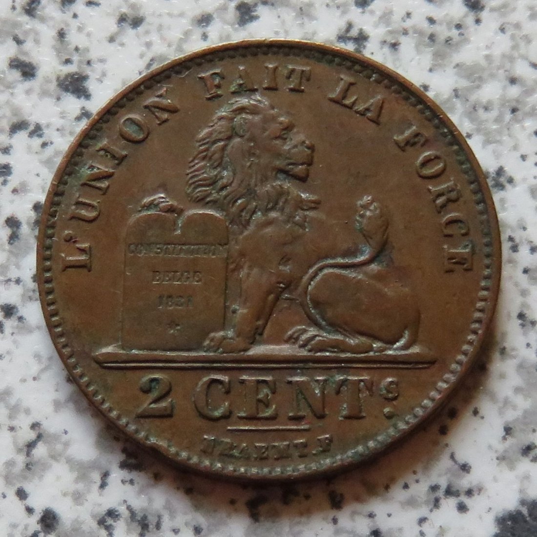  Belgien 2 Centimes 1905, französisch   