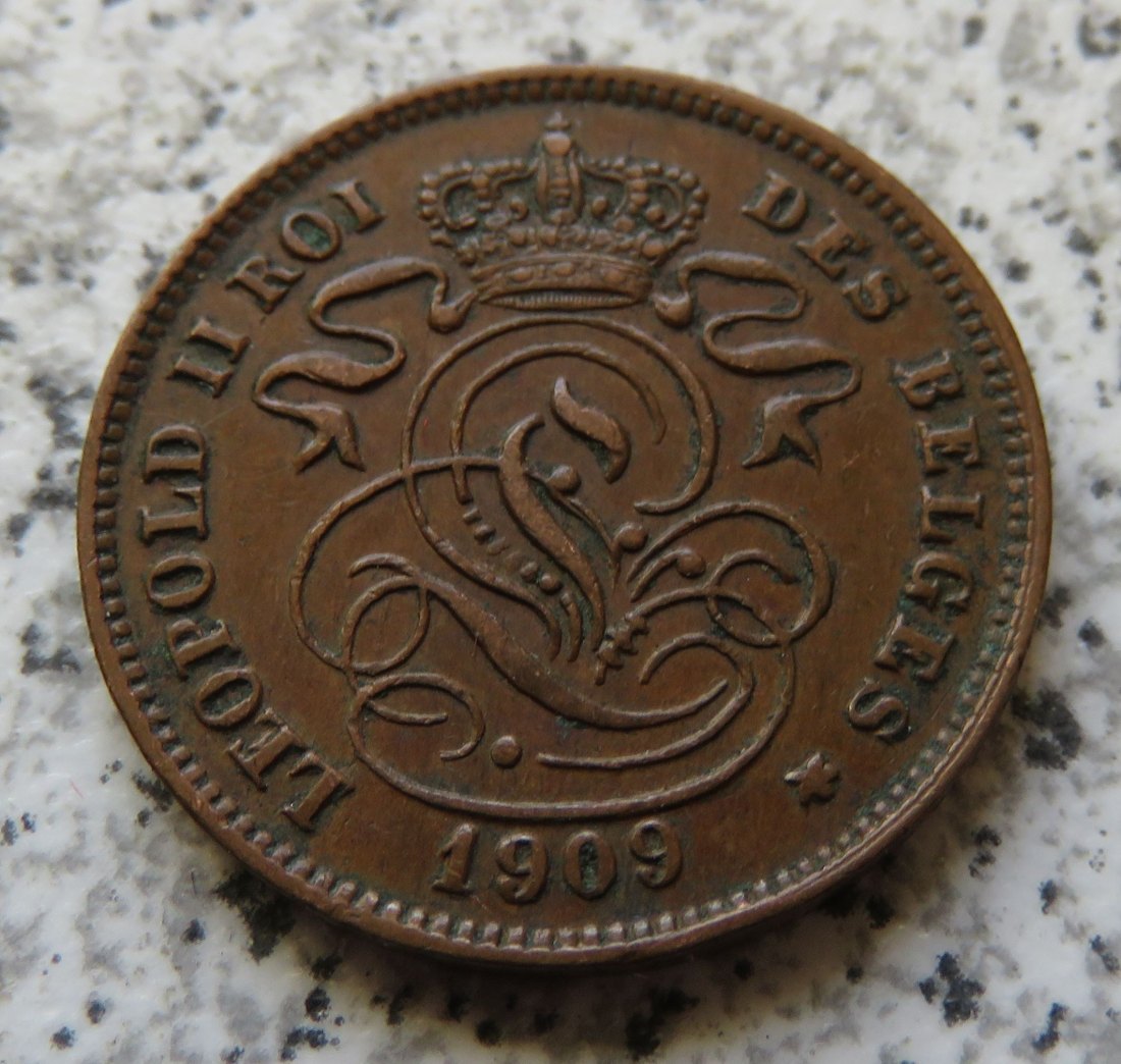  Belgien 2 Centimes 1909, französisch   