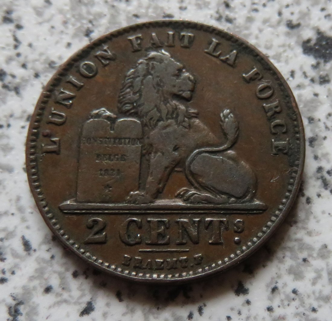  Belgien 2 Centimes 1909, französisch   