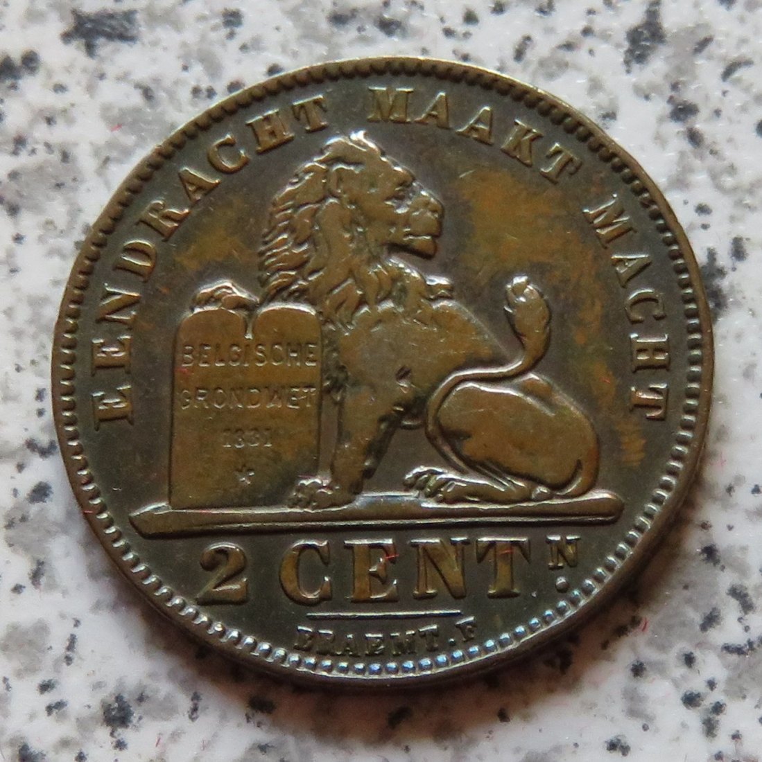  Belgien 2 Centimes 1909, flämisch   