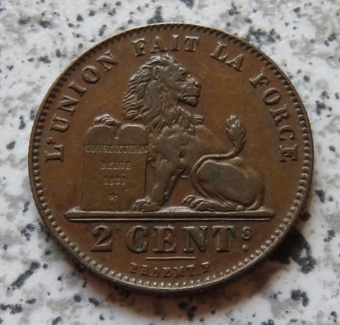  Belgien 2 Centimes 1911, französisch   