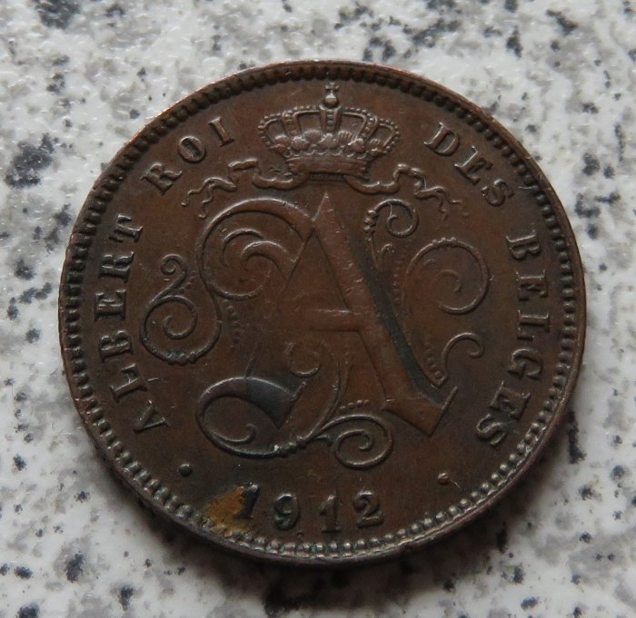  Belgien 2 Centimes 1912, französisch   