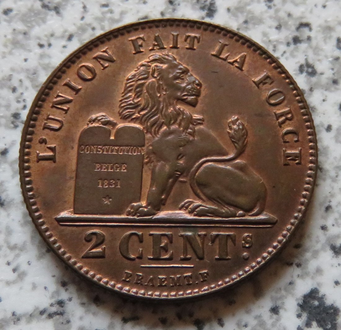  Belgien 2 Centimes 1914, französisch   