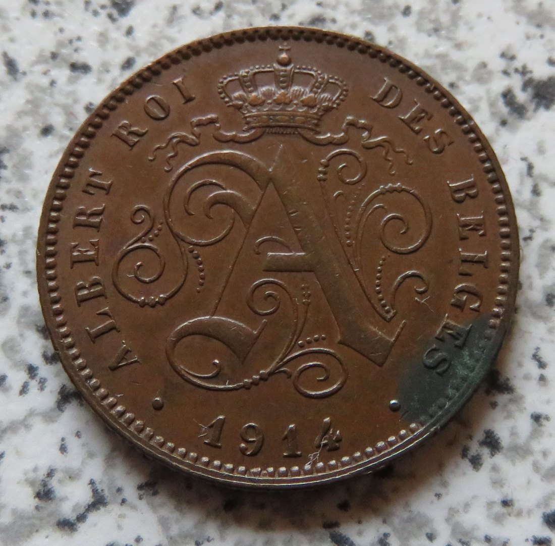  Belgien 2 Centimes 1914, französisch   