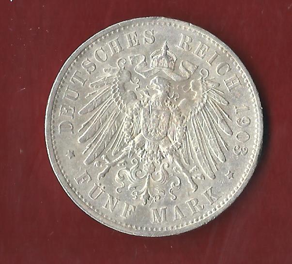  Sachsen 5 Mark  Georg 1903 Koblenzer Münzen Studio Koblenz Frank Maurer AH33   