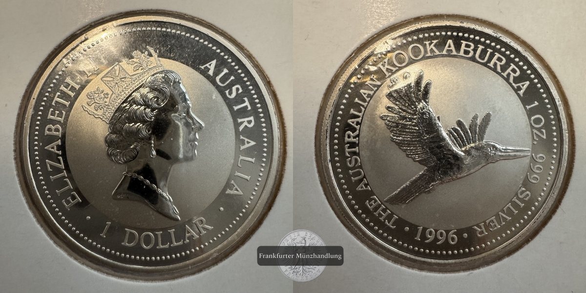  Australien 1 Dollar 1996  Kookaburra FM-Frankfurt KM#289 Feinsilber: 31,1g   