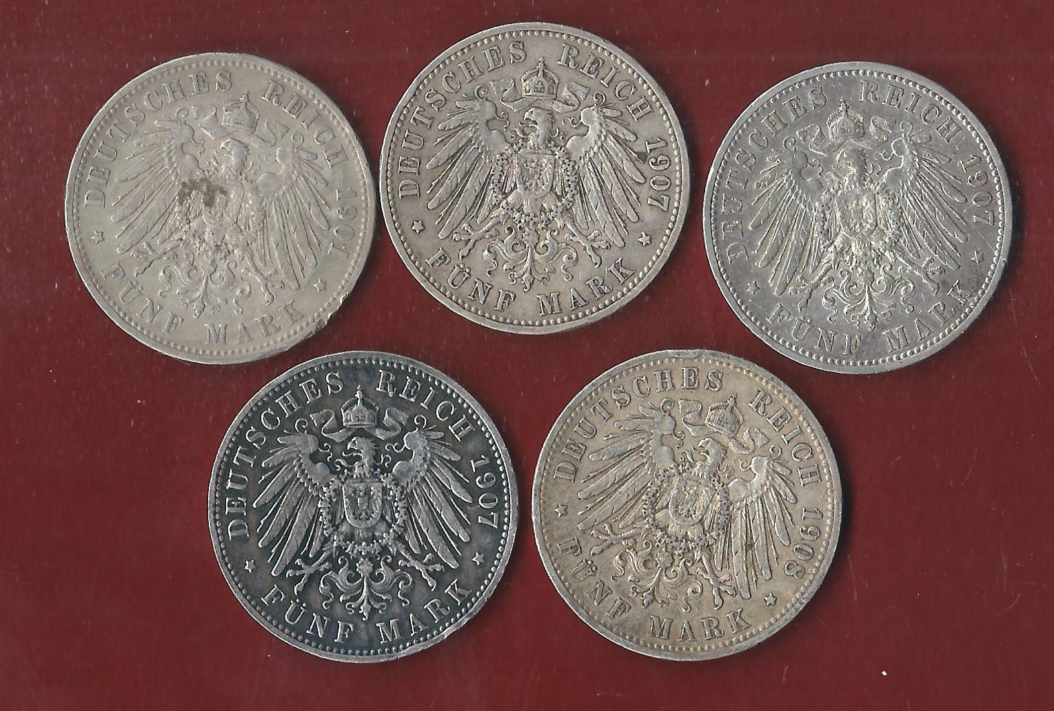  Preussen 5x5 Mark  Wilhelm II Koblenzer Münzen Studio Koblenz Frank Maurer AH39   