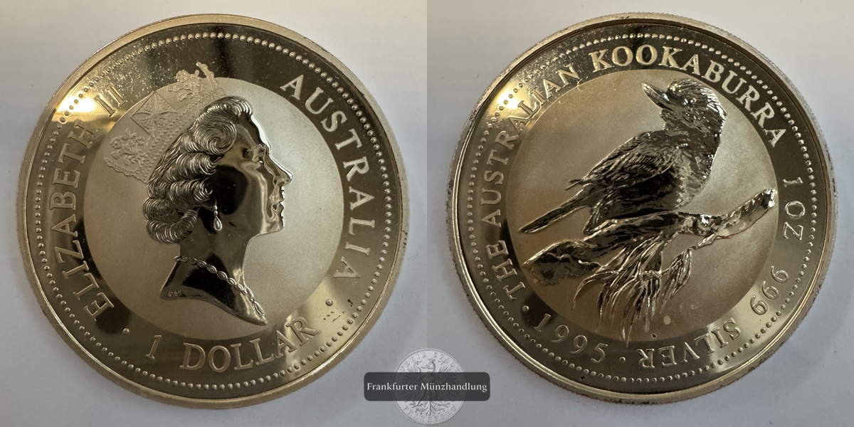  Australien  1 Dollar 1995 Kookaburra  FM-Frankfurt KM#260 Feinsilber: 31,1g   