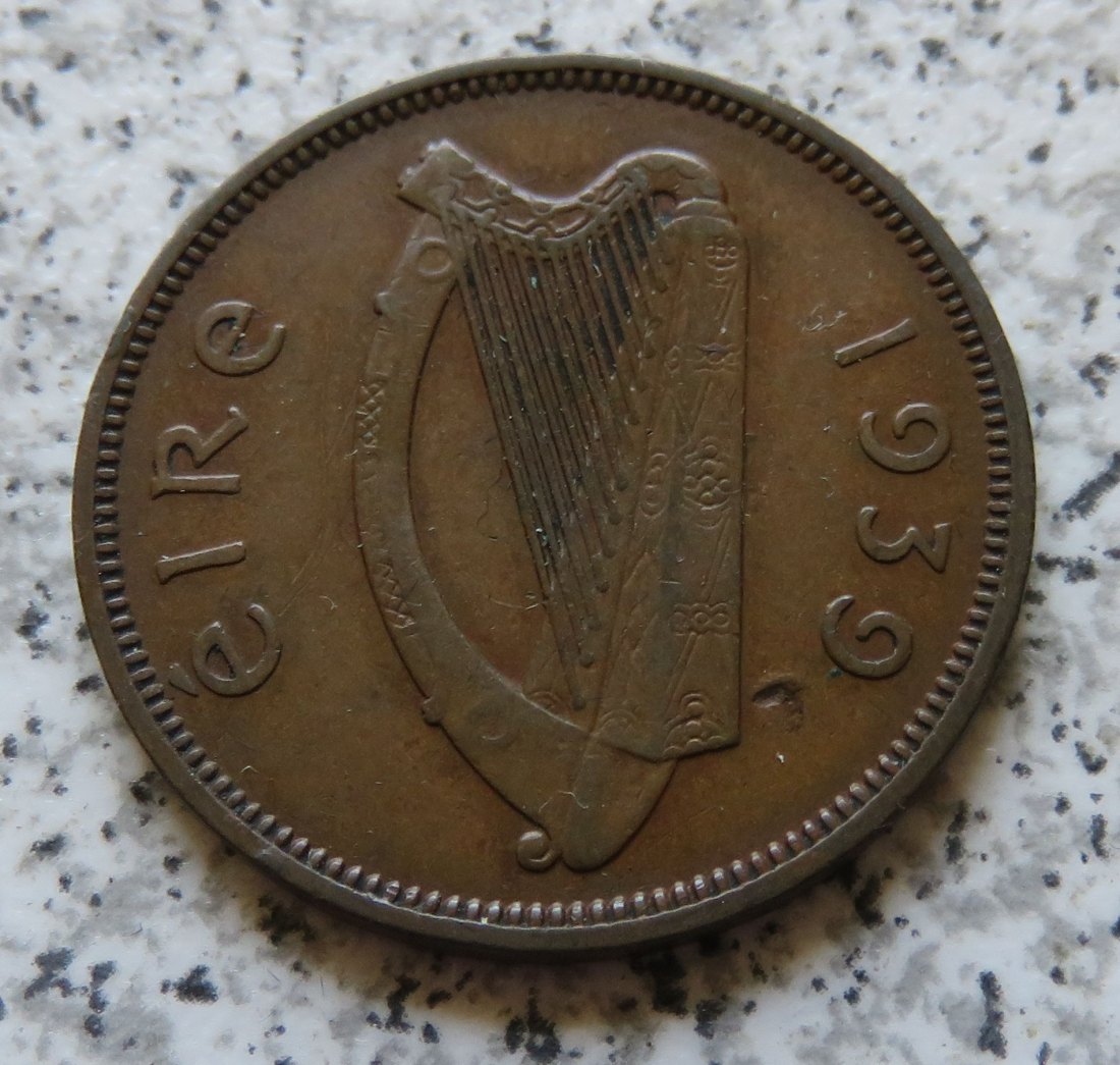  Irland half Penny 1939, seltenster Jahrgang   