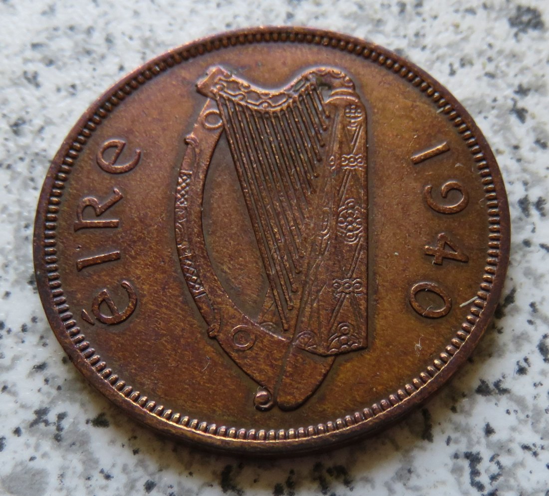  Irland One Penny 1940 / 1 Penny 1940, seltenster Jahrgang   