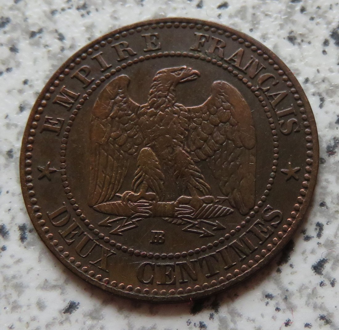  Frankreich 2 Centimes 1854 BB   