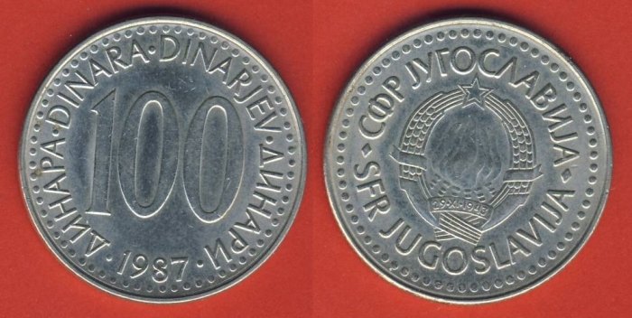  Jugoslawien 100 Dinara 1987   