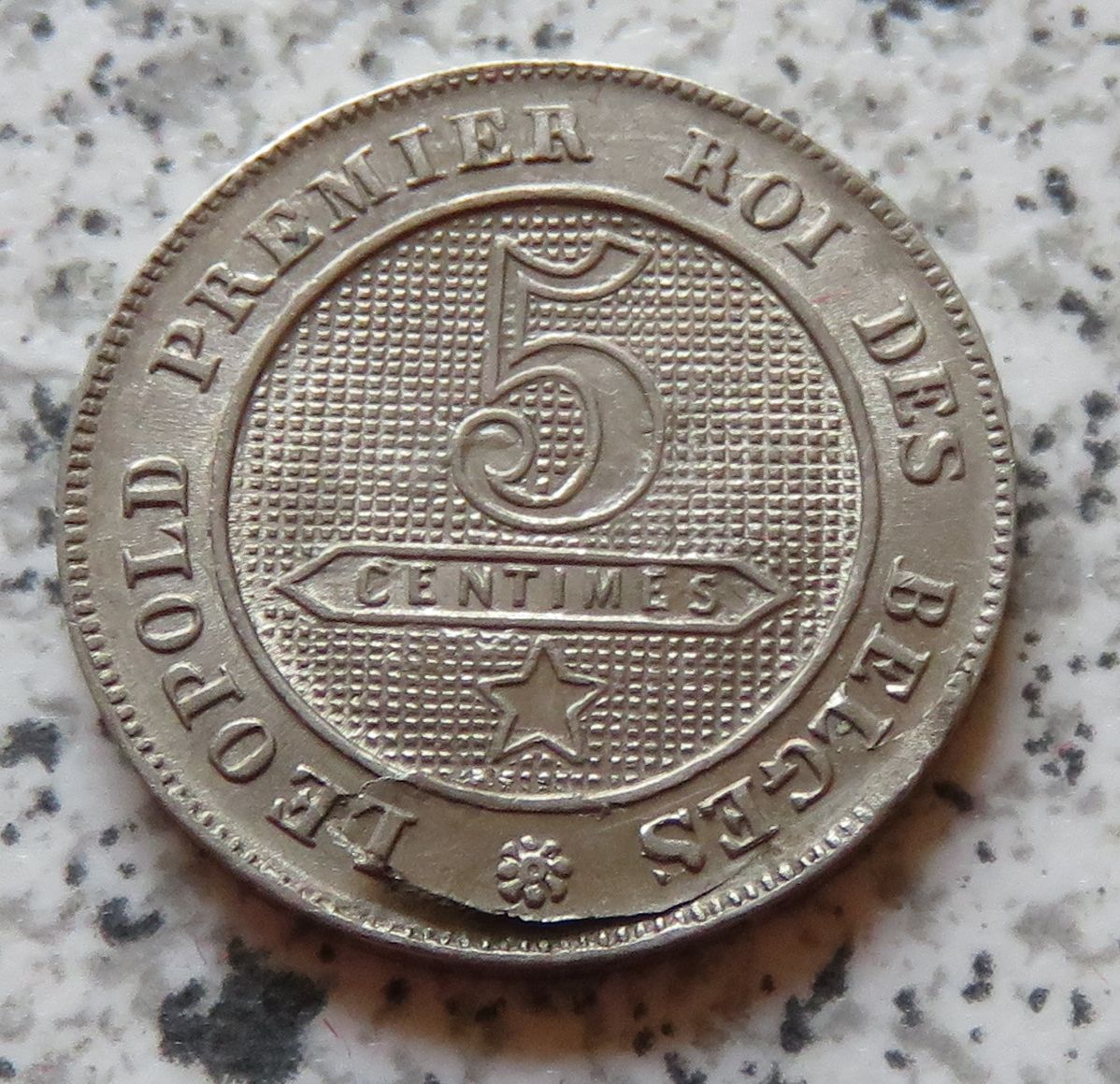  Belgien 5 Centimes 1862, defekter Schrötling   