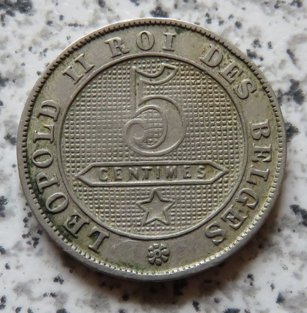  Belgien 5 Centimes 1895, französisch   