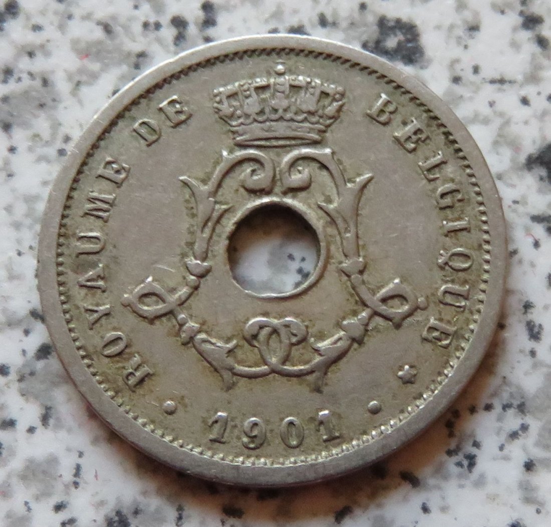  Belgien 5 Centimes 1901, französisch, seltener Jahrgang   