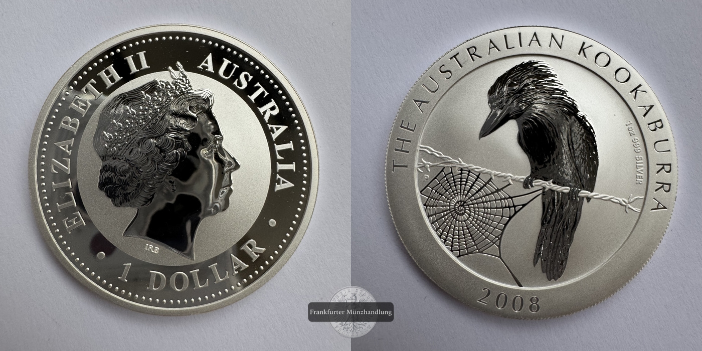  Australien  1 Dollar 2008 Kookaburra FM-Frankfurt KM#1760 Feinsilber: 31,1g   