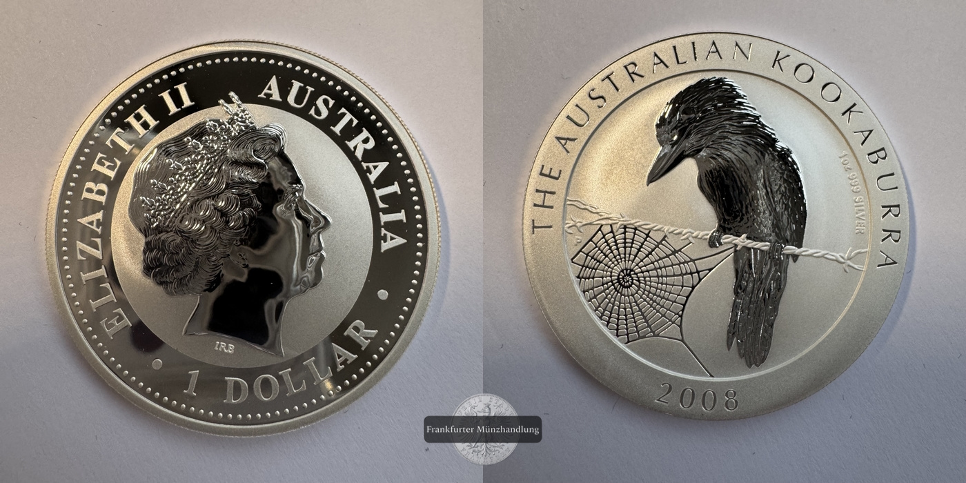  Australien  1 Dollar 2008 Kookaburra FM-Frankfurt KM#1760 Feinsilber: 31,1g   