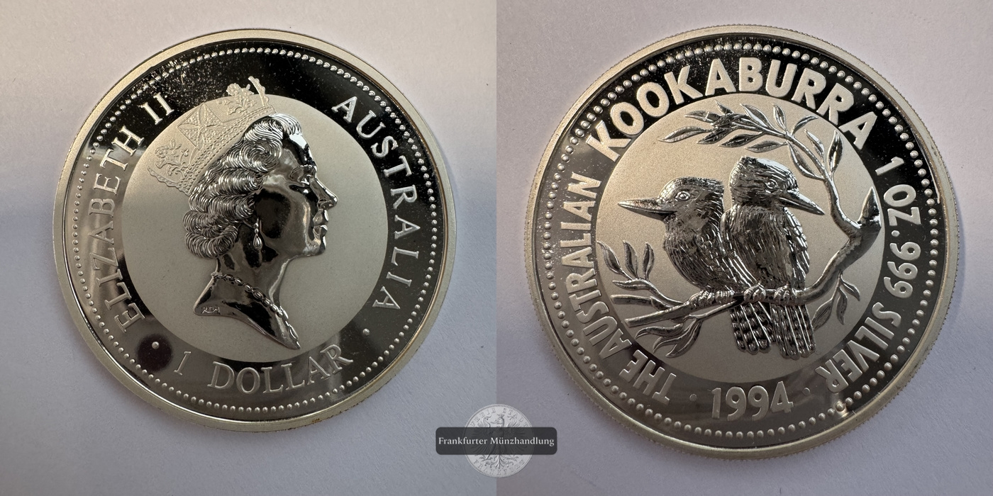  Australien 1 Dollar 1994 Kookaburra  FM-Frankfurt KM#212  Feingewicht: 31,1g   