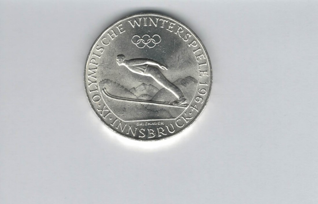  50 Schilling 1964 Winterolympiade Innsbruck Österreich silber Spittalgold9800 (4584/3)   