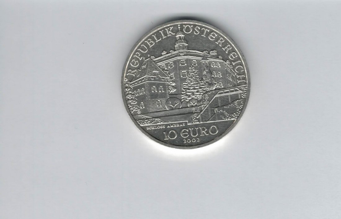  10 Euro 2002 Schloss Ambras silber 925/16g Österreich Spittalgold9800 (4971/1   