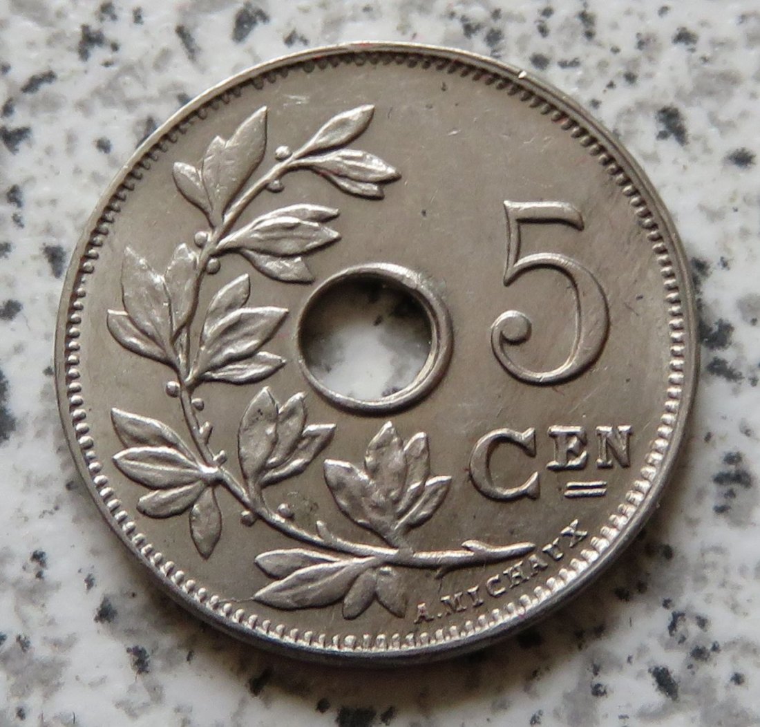  Belgien 5 Centimes 1922, flämisch, besser   