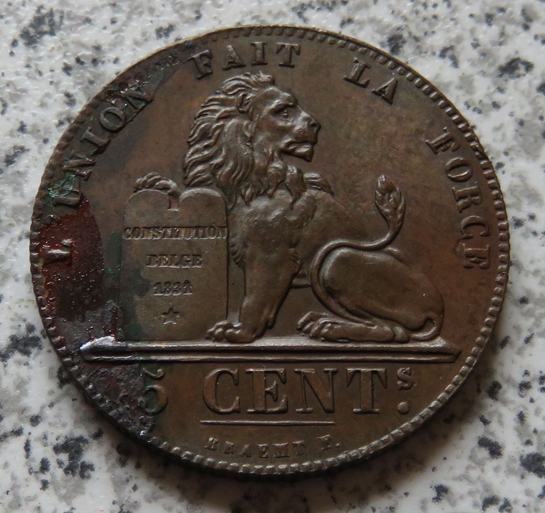  Belgien 5 Centimes 1857, Belagreste   