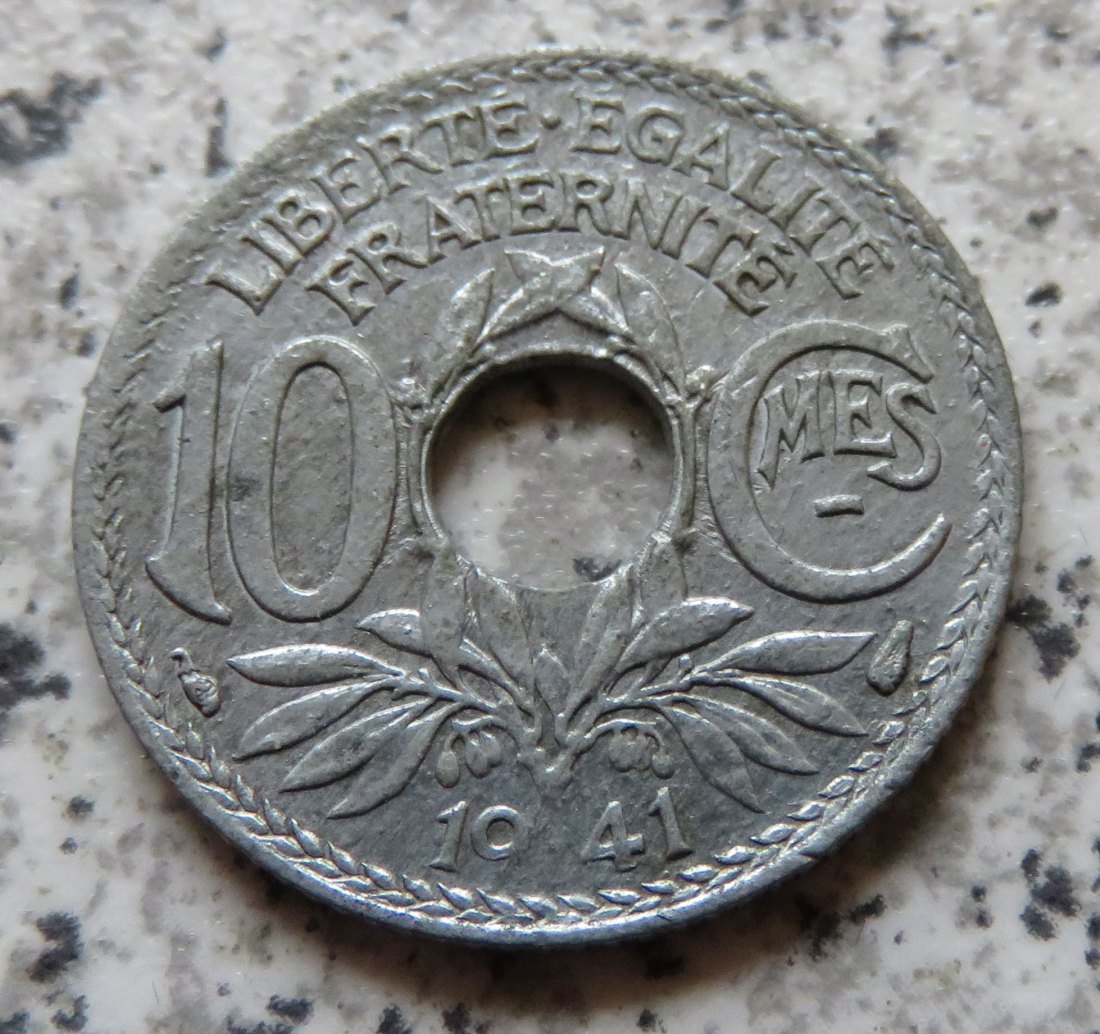  Frankreich 10 Centimes 1941, KM 896, besser   