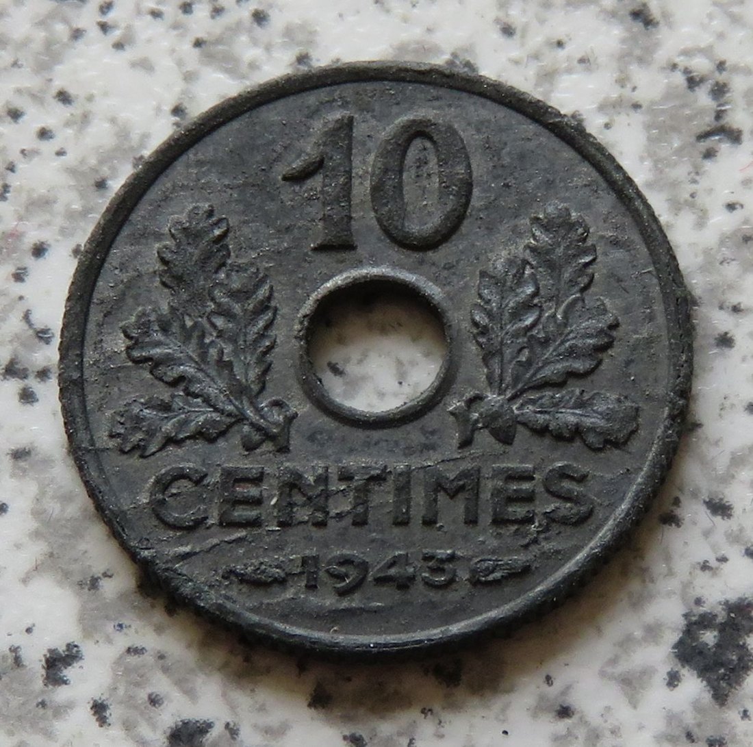  Frankreich 10 Centimes 1943, KM 903, besser   