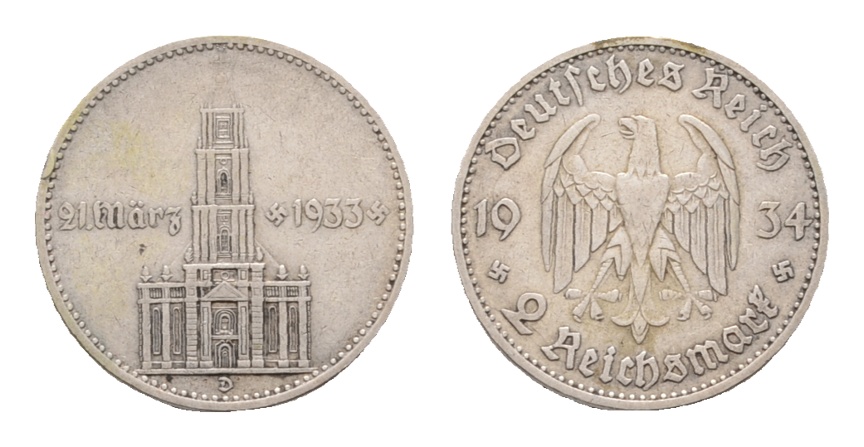  Drittes Reich; 2 Reichsmark 1934   