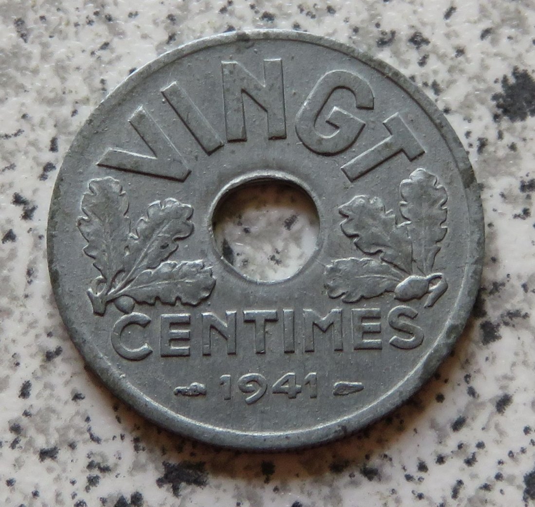  Frankreich 20 Centimes 1941, KM 899, besser   