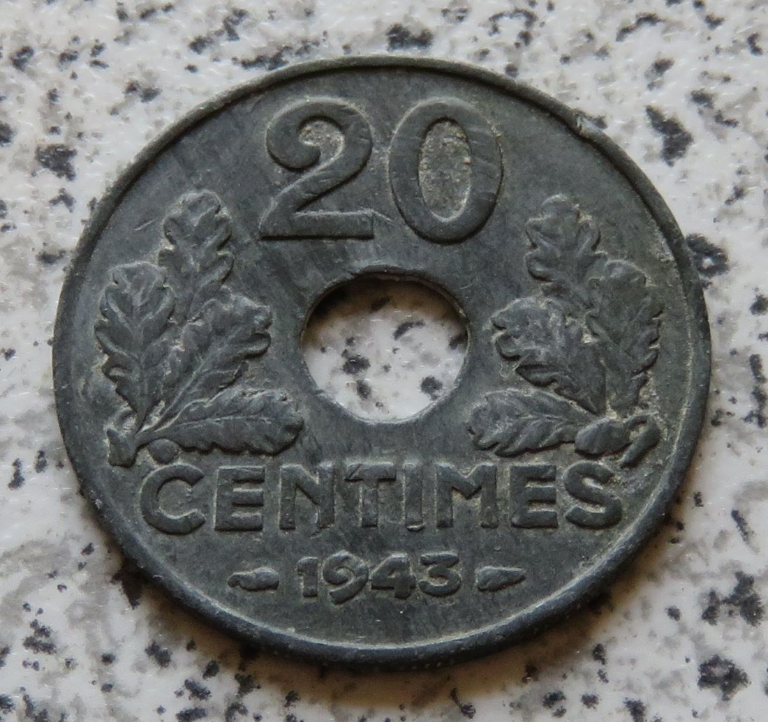  Frankreich 20 Centimes 1943, KM 900.2   