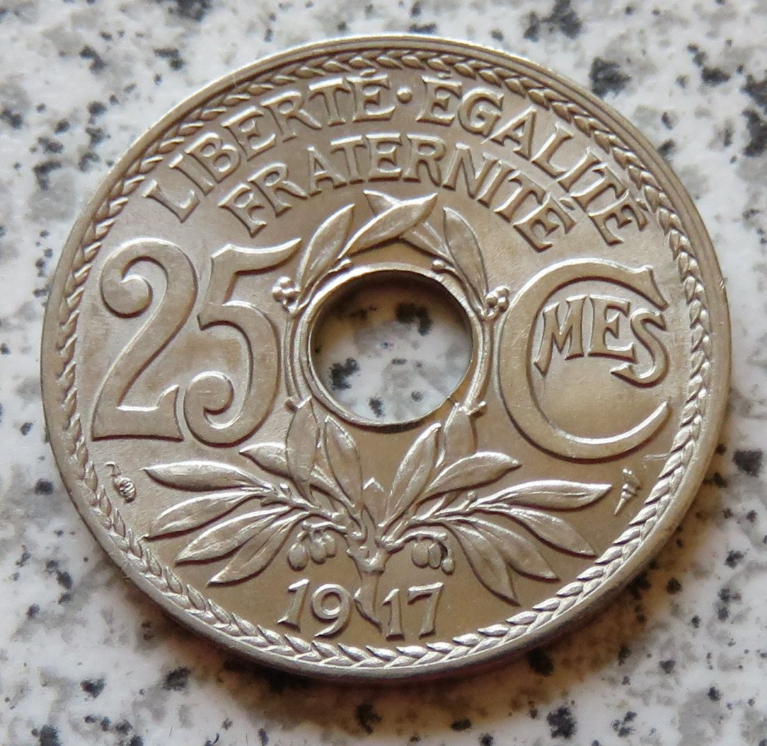  Frankreich 25 Centimes 1917, KM 867a, Erhaltung   