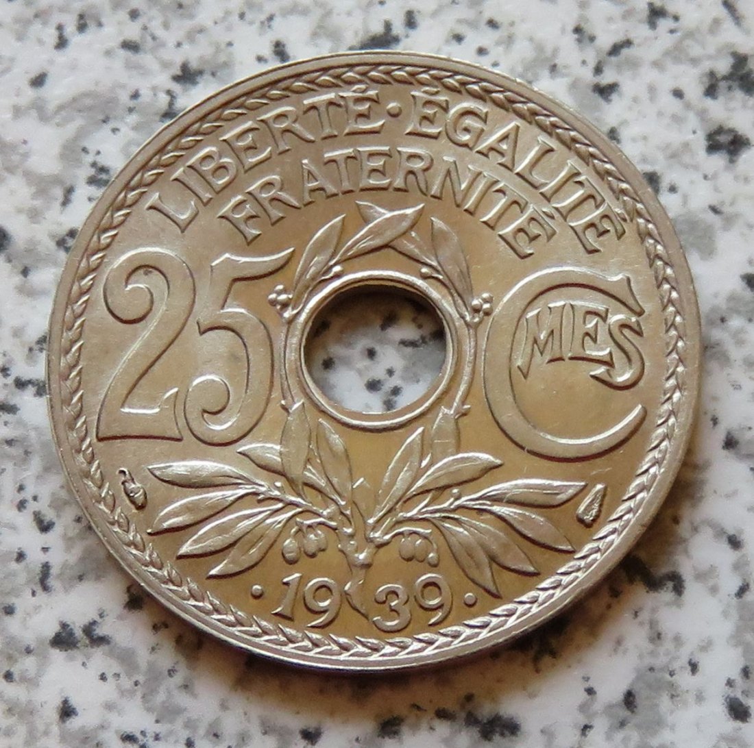  Frankreich 25 Centimes 1939, Erhaltung   