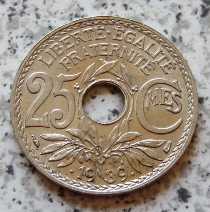  Frankreich 25 Centimes 1939, besser   