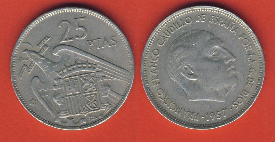  Spanien 25 Pesetas 1957 (*68)   