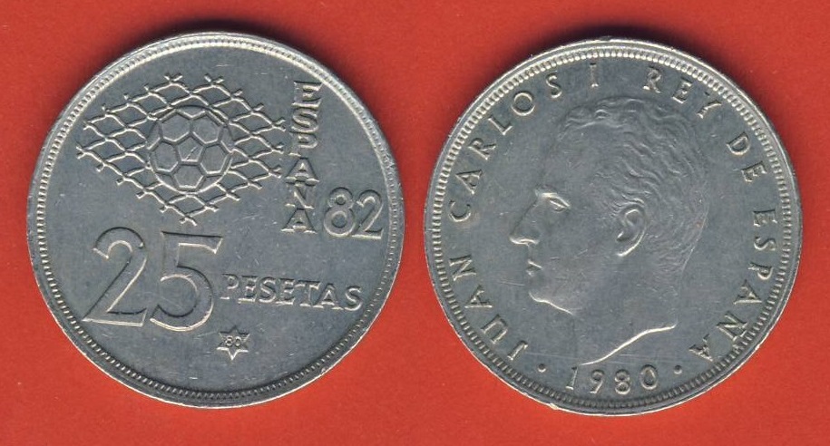  Spanien WM 25 Pesetas 1980 (*80)   