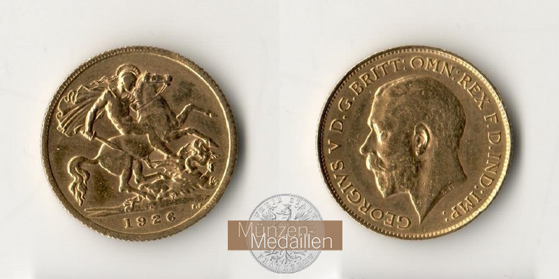 Grossbritannien (Südafrika), George V. MM-Frankfurt Feingold: 3,66g 1/2 Sovereign 1926 