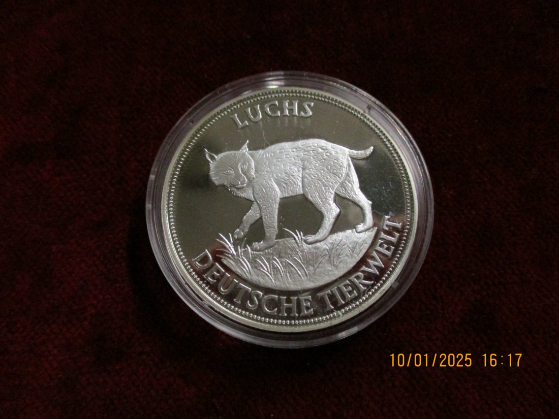  Deutsche Tierwelt Silber - Medaille 999er Silber - Gewicht 20g Luchs -1100034   