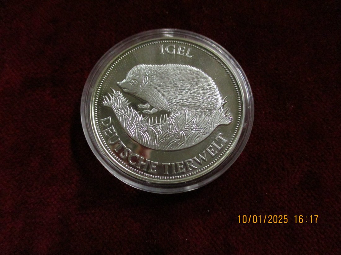  Deutsche Tierwelt Silber - Medaille 999er Silber - Gewicht 20g Igel -1100034   