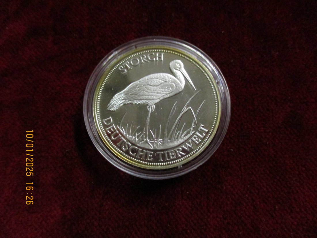  Deutsche Tierwelt Silber - Medaille 999er Silber - Gewicht 15g Storch -1100034   