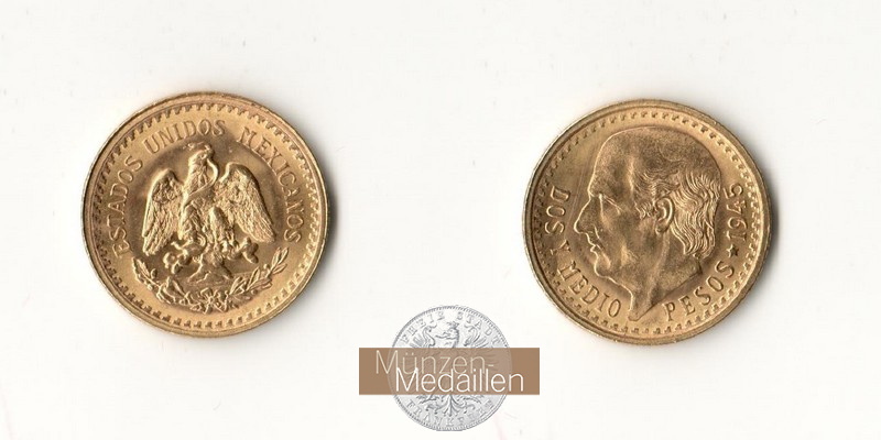 Mexiko  2,5 Pesos MM-Frankfurt Feingold: 1,87g Miguel Hidalgo y Costilla 1945 