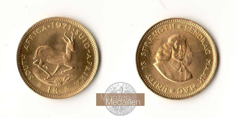 Süd Afrika MM-Frankfurt Feingold: 3,66g 1 Rand 1971 