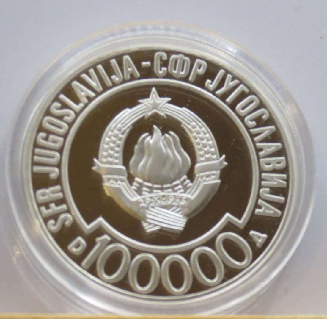  Yugoslavia 100,000 dinars 1989 silver 925/1000 17 gr   