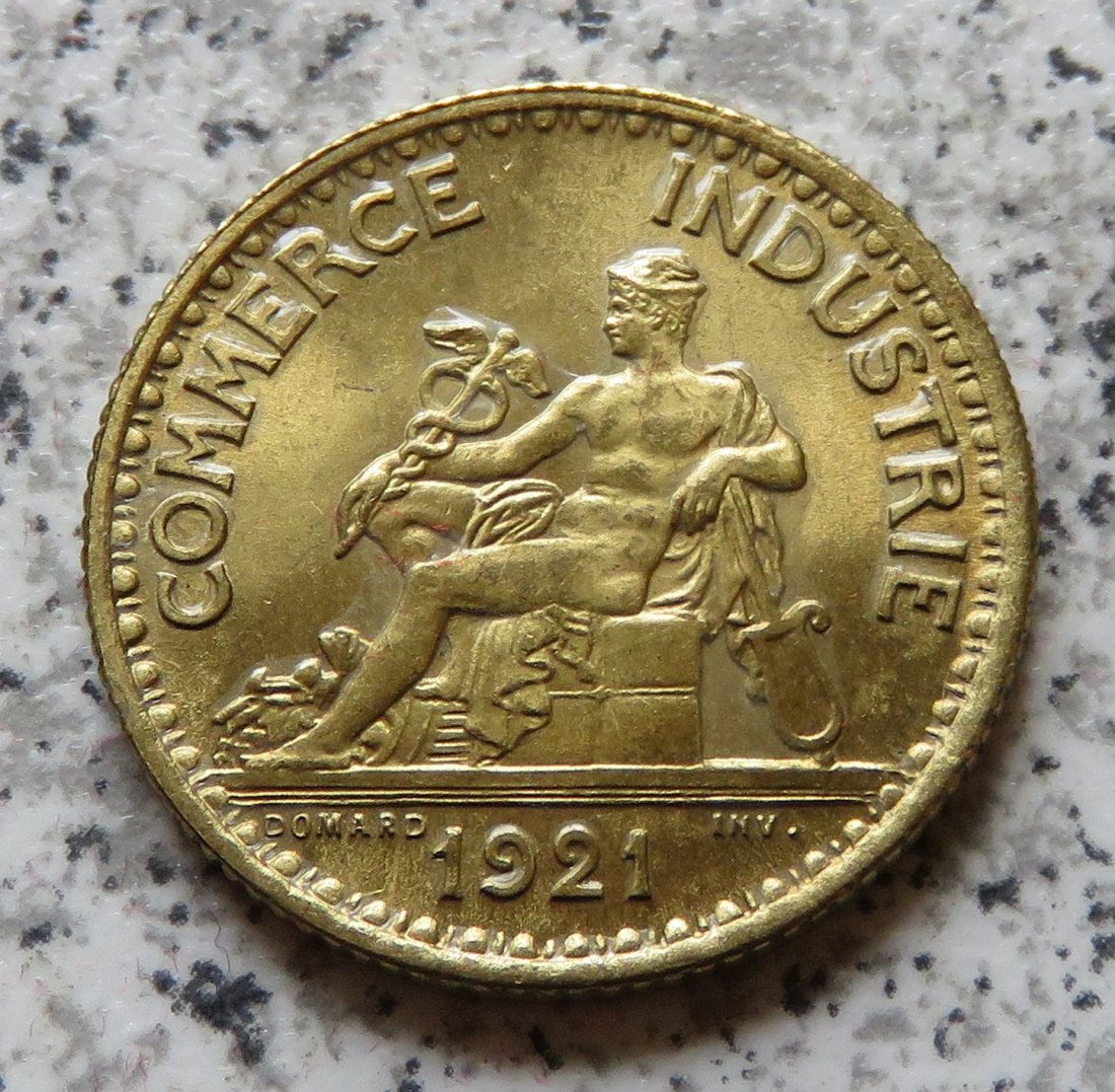  Frankreich 1 Franc 1921, Erhaltung, zaponiert   